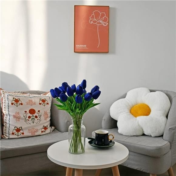 20pcs Royal Blue Artificial Tulip Silk Flowers 13.5" Kitchen Wedding Decorations - Picture 6 of 6